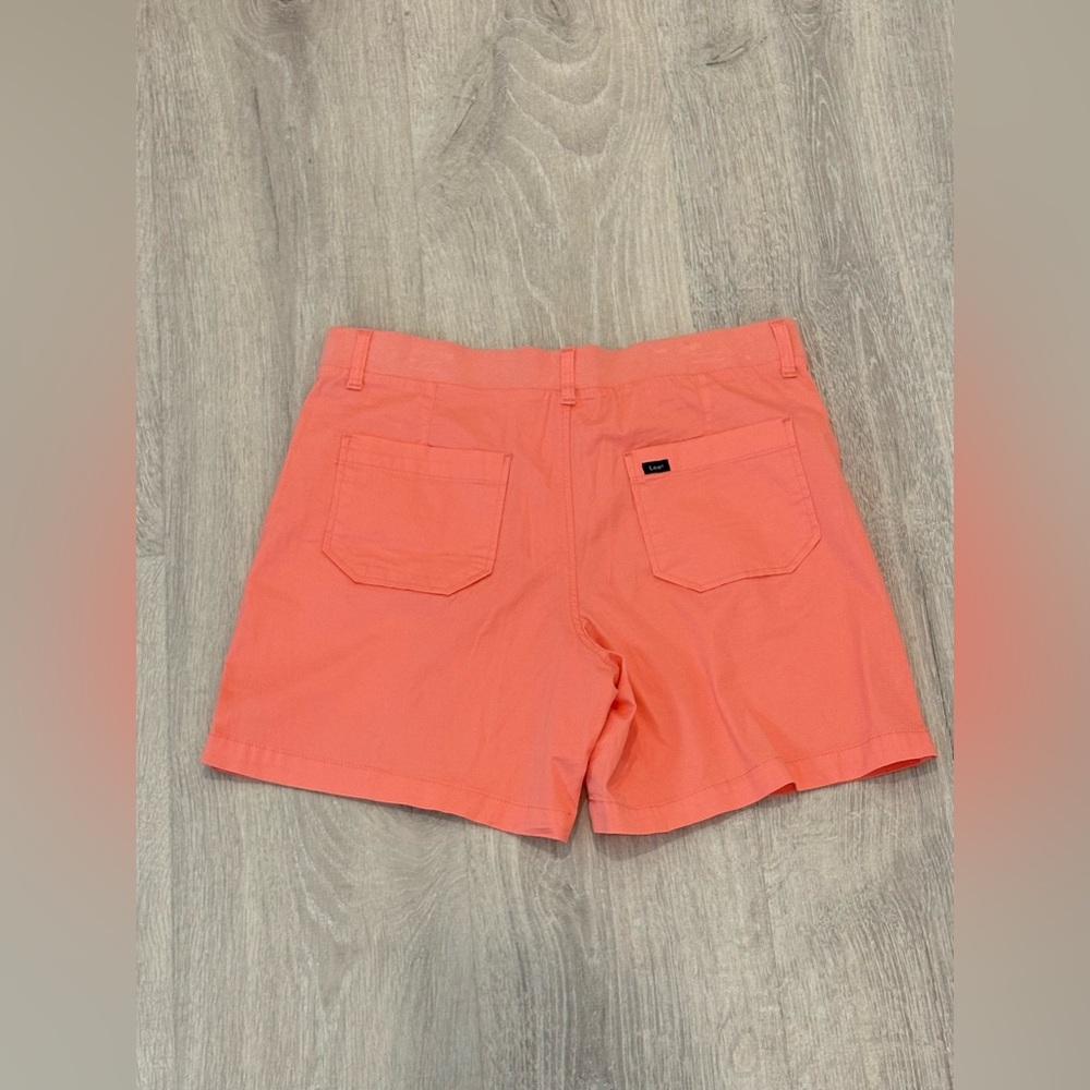 Lee Pink Cotton Cargo Bermuda Shorts Elastic Waist Size 12 - Picture 4 of 7